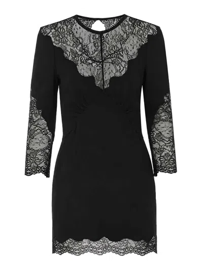 Attico Silk Lace Dress Knee Length Backless In Black