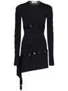 Attico Studded Asymmetric Convertible Dress In Black