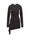 Attico Studded Asymmetric Convertible Dress In Black