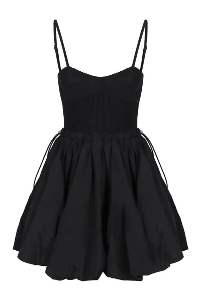 Attico The  Mini Dress In Black Taffeta