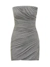 Attico Draped Bustier Mini Dress In Grey