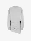 Attico Grey Crewneck Mini Dress With Logo Lettering On The Front And Tight Skirt In Green