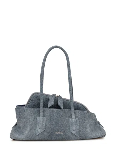 Attico The  Mini Painted Shoulder Bag In Denim Washed