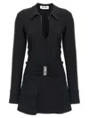 Attico Mini Dress With Deep V-neck In Black