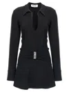 Attico Mini Dress With Deep V-neck In Black