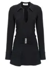 Attico Mini Dress With Deep V-neck In Black
