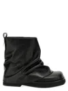 Attico Solid Color Leather Boots With Squared Toe In Black