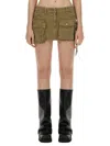 Attico 'fay' Beige Mini-skirt With Oversized Cargo Pockets In Brown