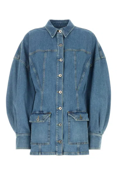 Attico The  Miniabito Denim In Blue