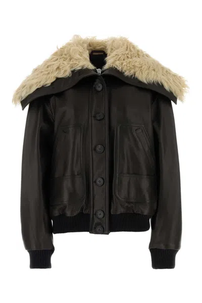 Attico The  Mini-style Lamb Leather Jacket For Women In Brown