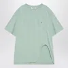 Attico Asymmetrical Logo-printed Crewneck T-shirt In Green