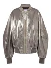 Attico Mirror-like Leather Anja Bomber With Vintage Effect
