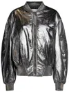 Attico Oversized Silver Bomber Jacket In Silver