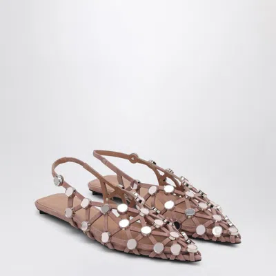 Attico Mud Coloured Grid Ballerina In Neutral