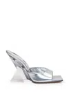Attico Chic Slip-on Pyramidal Wedge Sandals With 10.5 Cm Heel In Silver