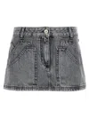 Attico Gray High-waisted Slim Fit Denim Mini Skirt