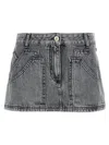 Attico Black Denim Mini Skirt In Gray