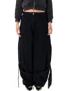 Attico Wide Leg Denim Trousers With Strap And Pockets In Black