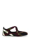 Attico Nomad Bordeaux Ballet Shoes With Criss-crossed Straps And Mesh Panels In Tech Fabric And Suede Woman In Black
