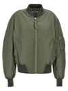 Attico Green Bomber Jacket With Zip Pocket On The Sleeve In Tech Fabric Woman