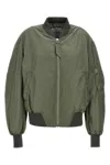 Attico Green Bomber Jacket With Zip Pocket On The Sleeve In Tech Fabric Woman
