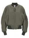 Attico Green Bomber Jacket With Zip Pocket On The Sleeve In Tech Fabric Woman In Green