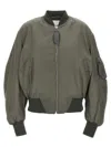 Attico Grey Bomber Jacket With Front Zip Closure And One Zipped Pocket On The Sleeve In Tech Fabric Woman In Green