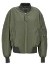 Attico Green Bomber Jacket With Zip Pocket On The Sleeve In Tech Fabric Woman In Green