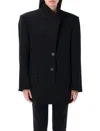 Attico Gabardine Single Breasted Blazer In Black