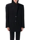 Attico Gabardine Single Breasted Blazer In Black