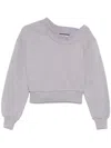 Attico One-shoulder Cropped Sweatshirt With Open Back In Gray