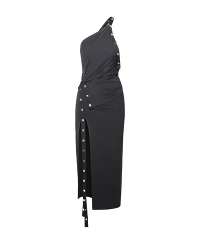 ATTICO THE ATTICO ONE-SHOULDER STUD EMBELLISHED DRESS