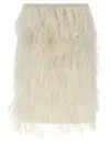 Attico Elastic Waistband Feather Detailed Skirt In Neutral
