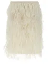 Attico Elastic Waistband Feather Detailed Skirt In Neutral
