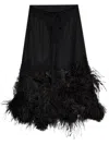 Attico Chic Low-waisted Midi Skirt With Feather Embellishment In Black