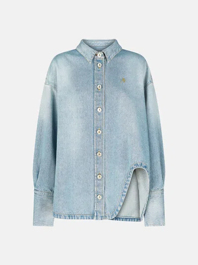 Attico Womens Light Blue Denim Dropped-shoulder Relaxed-fit Denim Jacket