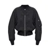 Attico Black Bomber Jacket With Front Zip Closure And One Zipped Pocket On The Sleeve In Tech Fabric Woman In Black