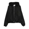 Attico The  Black Oversized Bomber With Drawstring In Black