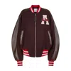 Attico Leather-sleeved Logo-patch Bomber Jacket In Red