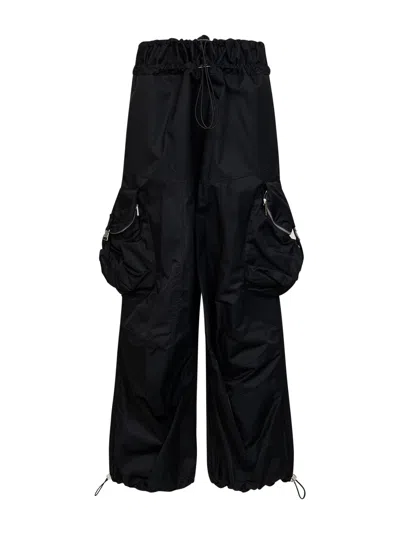 Attico The  Overdyed Gabardine Cargo Pants In Black