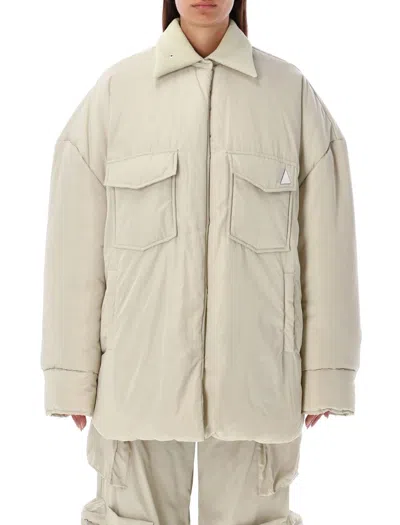 Attico Padded Buttoned Oversized Coat In Ivory