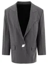 Attico Single-button Wool-blend Blazer In Gray