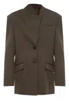 Attico The  Oversized Brown Jacket With Korean Collar In Brown