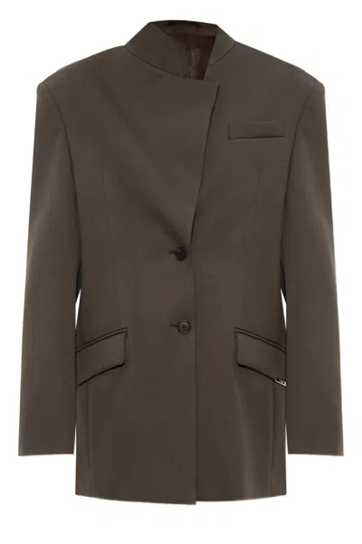 Attico The  Oversized Brown Jacket With Korean Collar