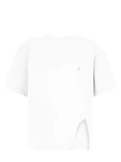 Attico The  Oversized Cotton Jersey T-shirt With Unique Shaped Slit In White