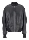 Attico Long-sleeved Leather Jacket In Black