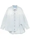 Attico Denim Overshirt With Slit Detail In White