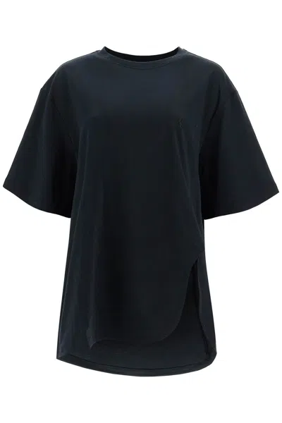 Attico Asymmetric Hem Oversize Cotton T-shirt In Black