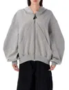 Attico Hooded Sweatshirt With Cuffs And Hem In Gray