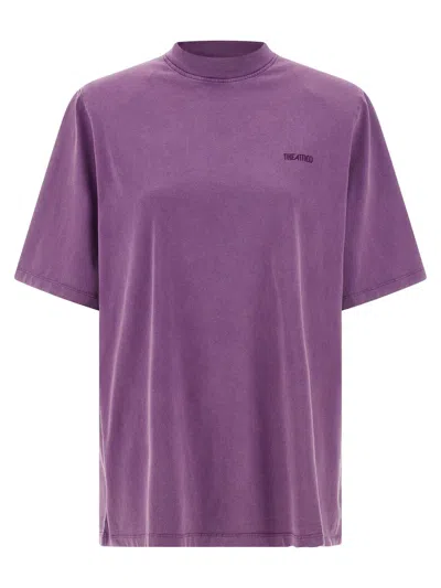 Attico Shoulder Padded Crew Neck Short Sleeve Top In Brown